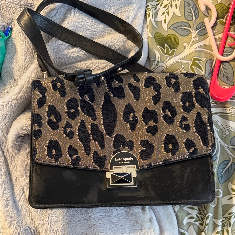 Kate Spade Black and Tan Leopard Crossbody Bag